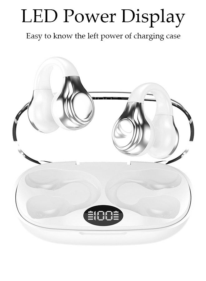 Wireless Headphones Bluetooth Ear Clip Earphones Open Ear with Mic Wireless Charging Case LED Power Display for Running Sport Gym