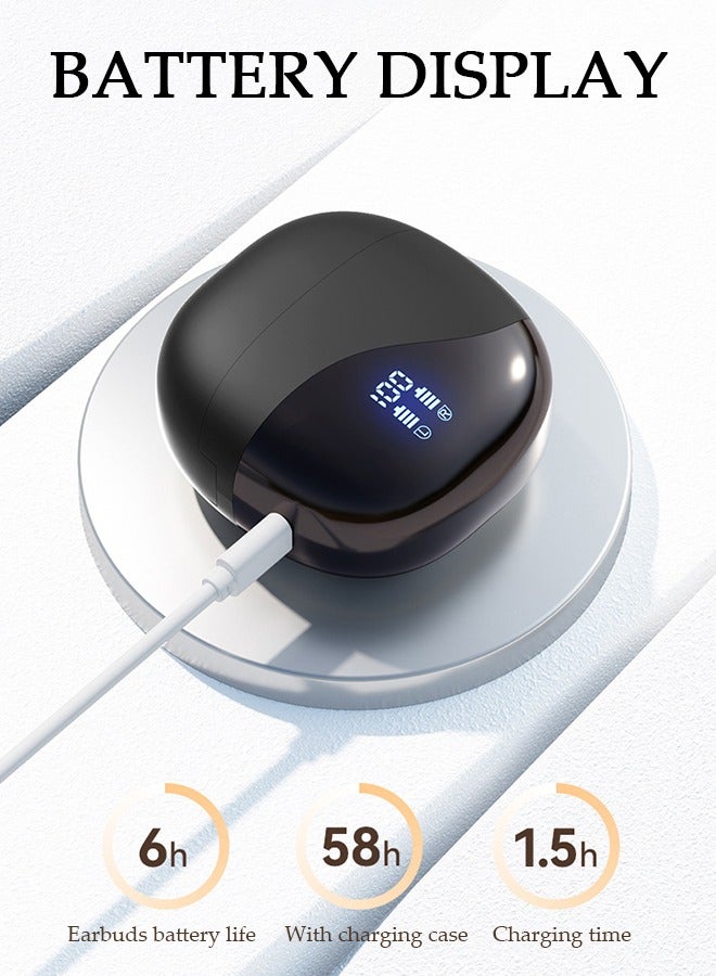 Wireless Earbuds Bluetooth Ear Clip Waterproof Stereo Noise Reduction Earphones Open Ear Sport Earphones with Earhooks Charging Case LED Power Display Touch Control for Running Sport Gym