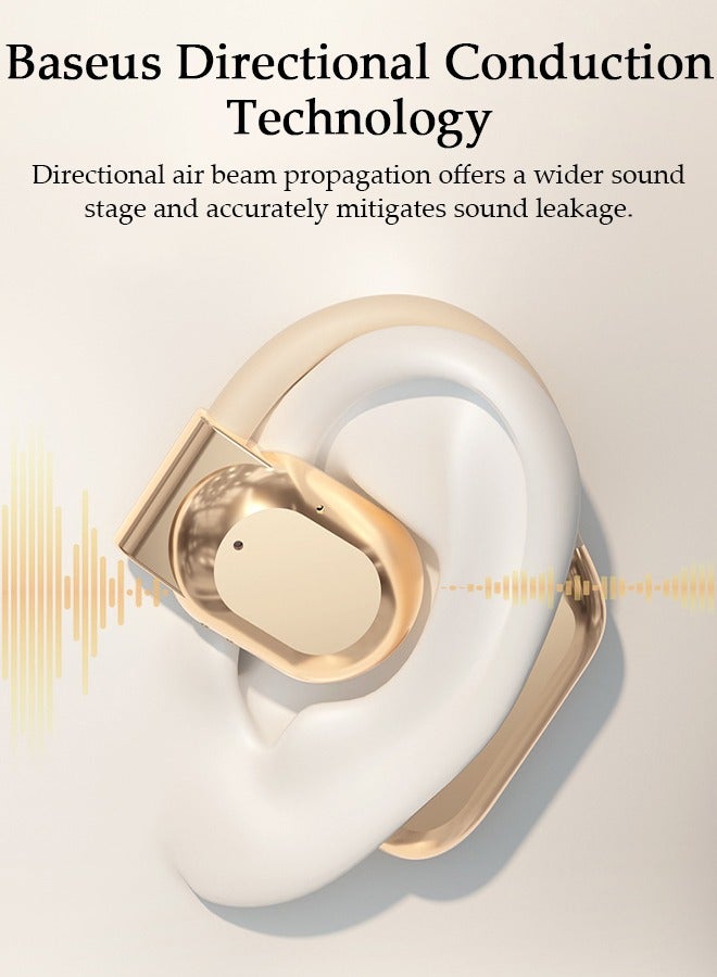 Wireless Earbuds Bluetooth Ear Clip Waterproof Stereo Noise Reduction Earphones Open Ear Sport Earphones with Earhooks Charging Case LED Power Display Touch Control for Running Sport Gym