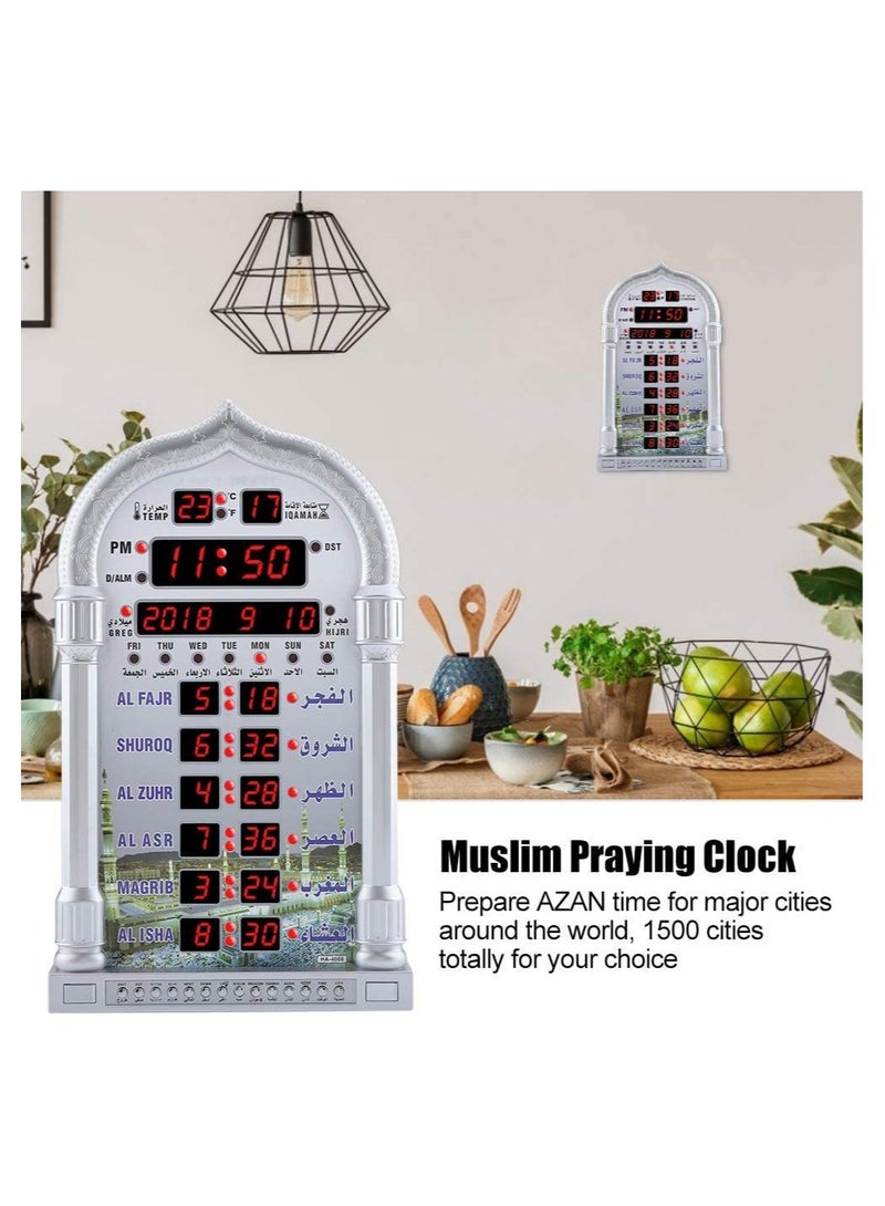 Digital Azan Clock with Charger and Remote ,Desktop dgital clcok Wall Clock, Islamic Clock，Led Prayer Clock for Read Home/Office/Mosque Digital Azan Clock/Decorative Clock