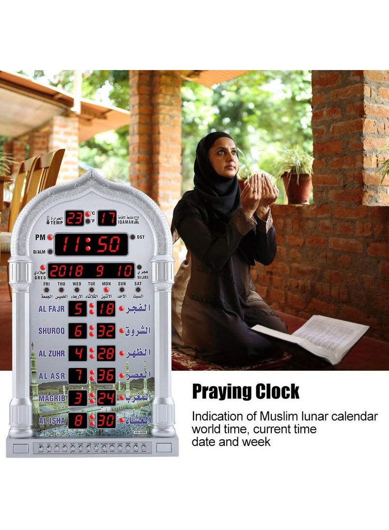 Digital Azan Clock with Charger and Remote ,Desktop dgital clcok Wall Clock, Islamic Clock，Led Prayer Clock for Read Home/Office/Mosque Digital Azan Clock/Decorative Clock