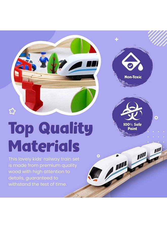 Battery Operated Train Set Wooden Toys For Kids And Toddlers Train Sets For Boys 24 Premium Quality Wood Fits Thomas Brio Fun & Entertaining Train Tracks For Kids