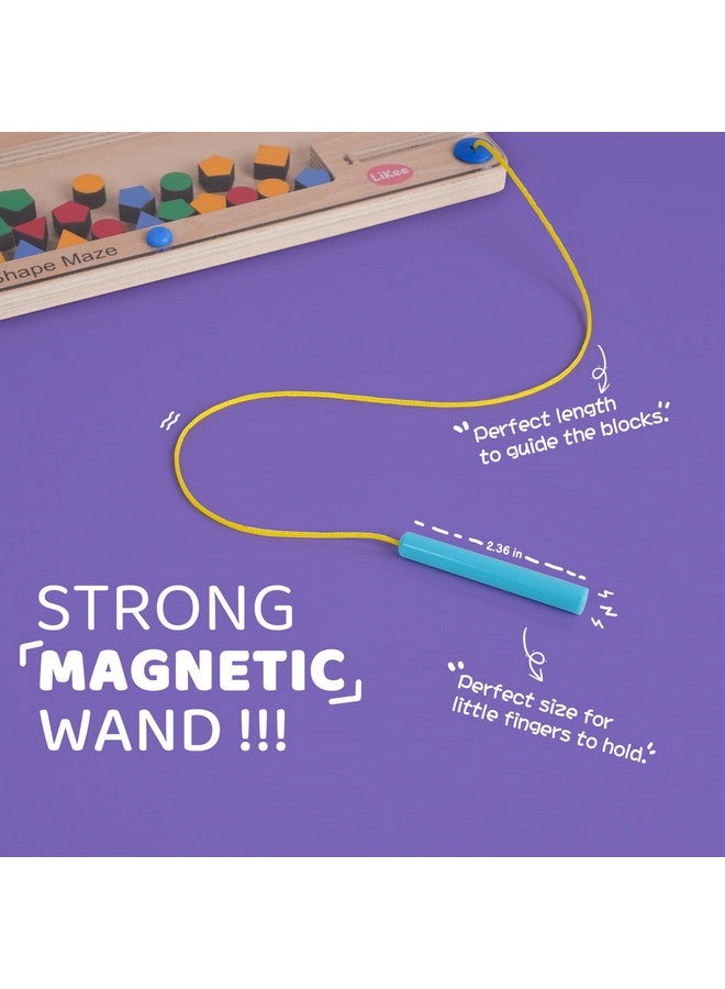 Strong Magnetic Maze Montessori Toys For 1 2 3 Years Old Boy Girl Gift Wodden Puzzle Develop Fine Motor Skills Kids On Road Trip Travel Airplane Activity 15 Preschool Learning Shape & Color
