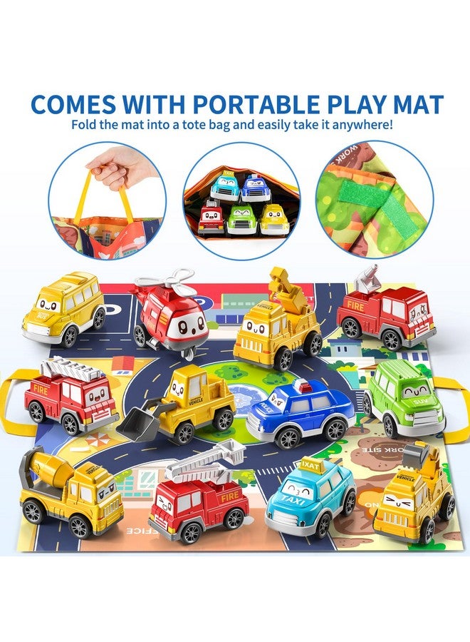 Toddler Pull Back Car Toys For 1 2 3 Year Old Boy Girl 12 Pieces Baby Toy Cars With Play Mat/Storage Bag Baby Toys 1218 Months Birthday Gifts For Toddler Toys Age 12