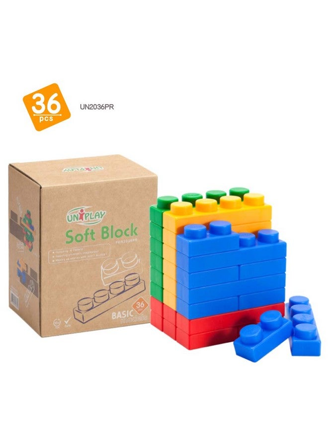 Basic Soft Building Blocks Cognitive Development Toy Educational Blocks Interactive Sensory Chew Toy For Ages 3 Months And Up (36Piece Set)