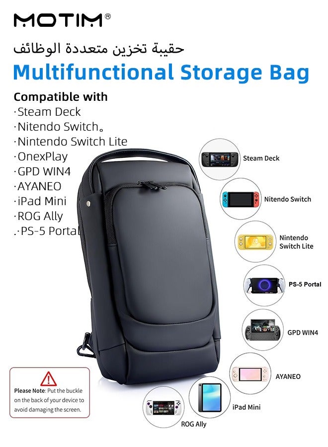 Carrying Case for Steam Deck & Accessories, Portable Steam Deck Travel Storage Bag, Crossbody Bag with Pockets, Waterproof and Shockproof for Protector Case, Large Capacity