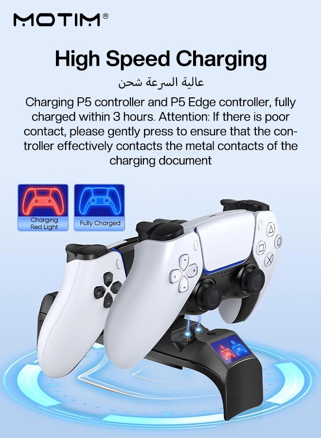PS5 Slim Console DualSense Charging Dock with Headset Holder, PS 5 Slim Charging Station with LED Light and Fast Charging Cord, PS 5 Slim Controller Charger