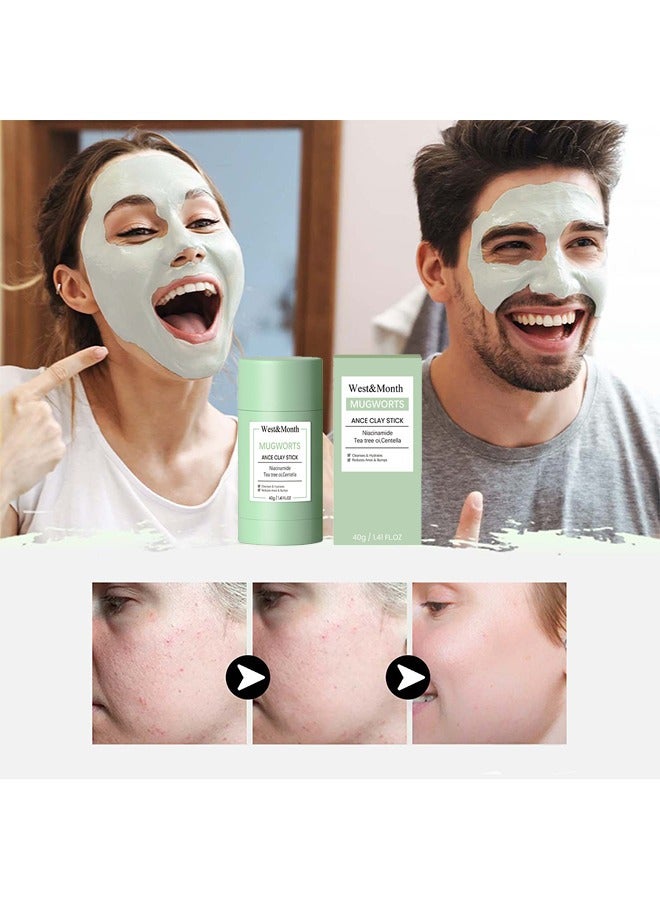 Mugwort Acne Clay Stick, Mugwort Anti Pores And Acne Clay Mask, Cleansing Mask Mud Mask For Men And Women, Moisturizing Oil Control Shrink Remove Blackheads, Shrink Pores, Improve Skin Tone