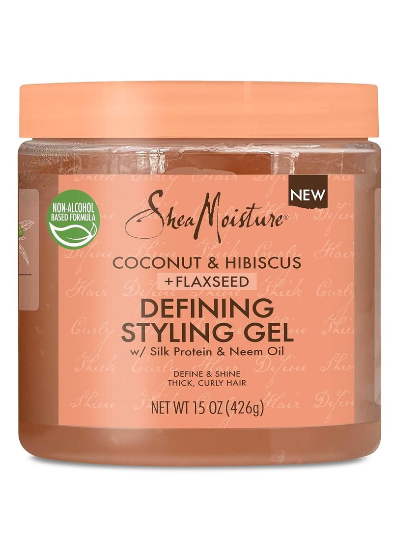 Defining Styling Gel For Thick, Curly Hair Coconut and Hibiscus Paraben-Free Frizz Control Styling Gel 15 oz