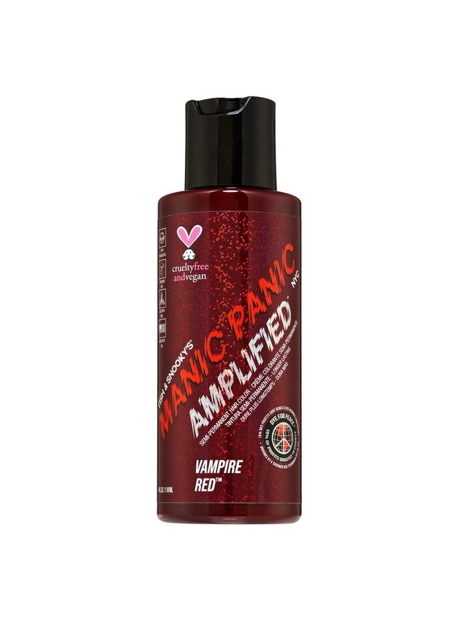 Vampire Red Hair Color Amplified Semi Permanent Hair Dye Deep Blood Red Color Can Give Burgundy Tones To Unbleached Hair For Dark Light Hair Vegan Ppd & Ammonia Free (4Oz)