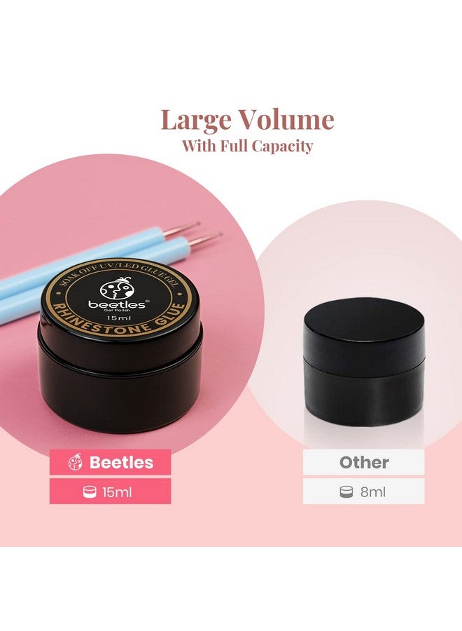 Beetles Rhinestone Glue For Nails Nail Gem Glue For Nail Art Adhesive Resin Gems Diamonds Jewelry Decoration Soak Off Led Lamp With 2 Dual Purpose Brush Pen Gift For Girls