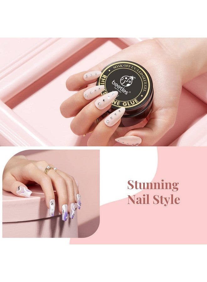 Beetles Rhinestone Glue For Nails Nail Gem Glue For Nail Art Adhesive Resin Gems Diamonds Jewelry Decoration Soak Off Led Lamp With 2 Dual Purpose Brush Pen Gift For Girls