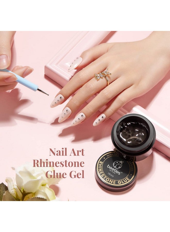Beetles Rhinestone Glue For Nails Nail Gem Glue For Nail Art Adhesive Resin Gems Diamonds Jewelry Decoration Soak Off Led Lamp With 2 Dual Purpose Brush Pen Gift For Girls