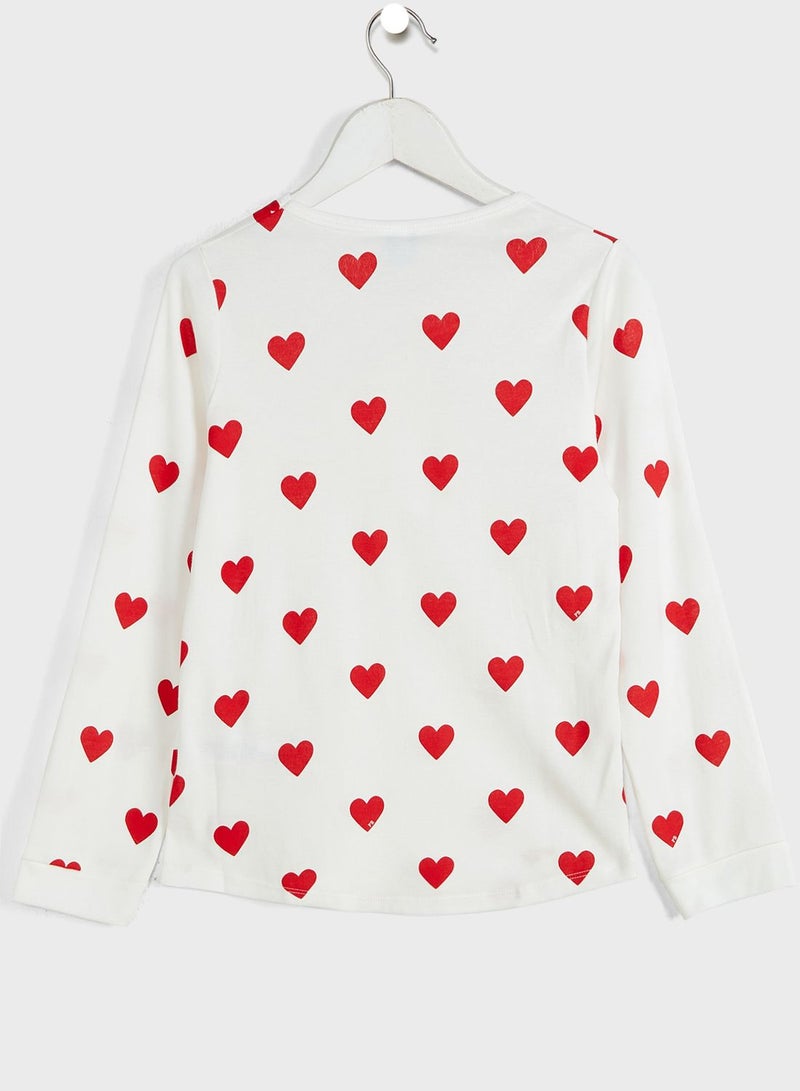 Kids Heart Print Pyjama Set