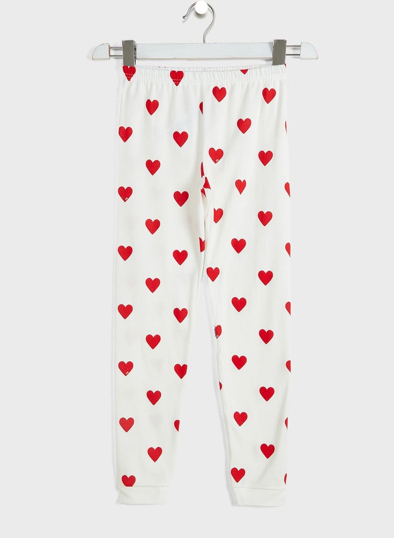 Kids Heart Print Pyjama Set