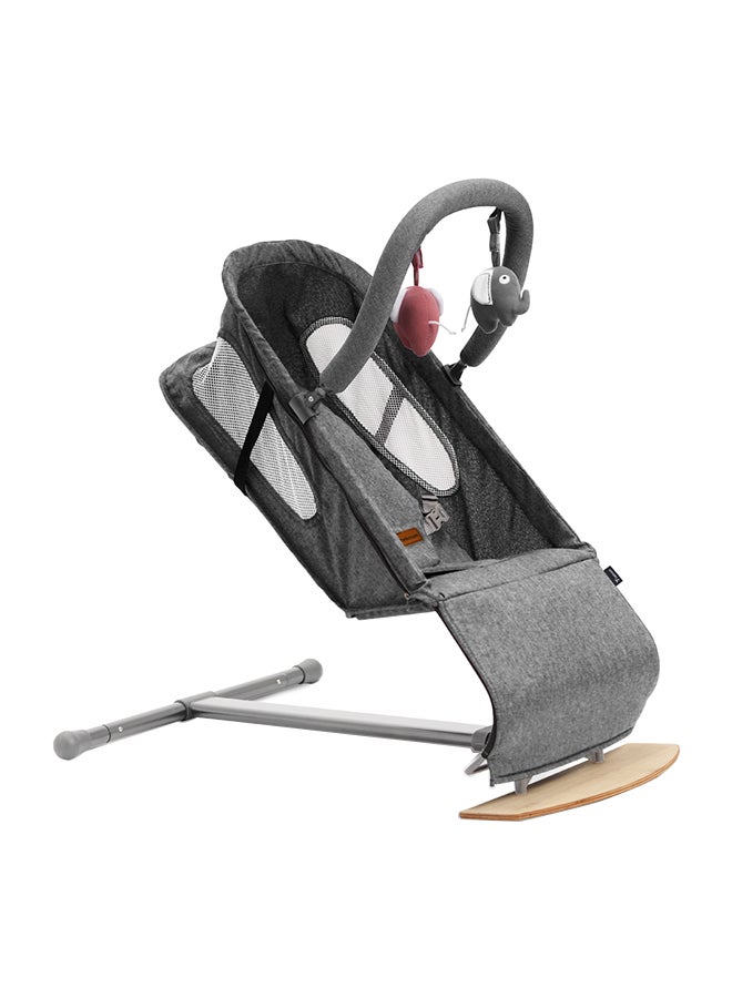 TEKNUM Baby Bouncer with Grab Toys - Wooden Dark Grey