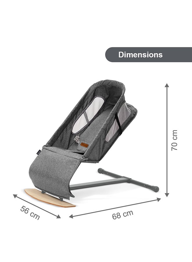 TEKNUM Baby Bouncer with Grab Toys - Wooden Dark Grey