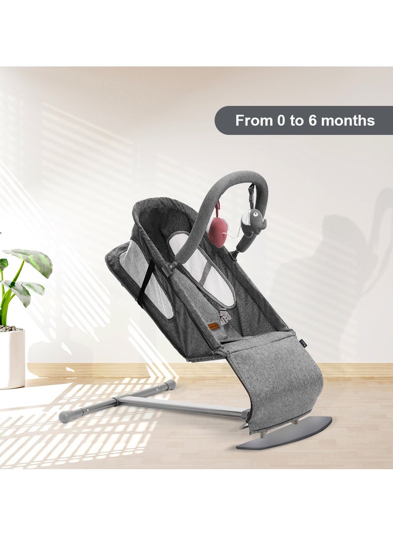 TEKNUM Baby Bouncer with Grab Toys - Dark Grey