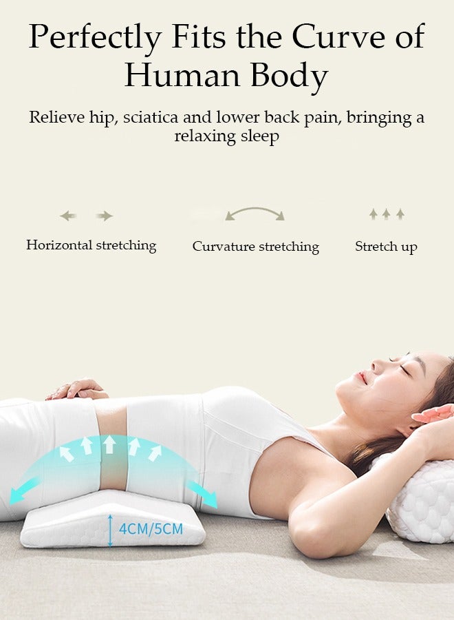 Lumbar Sleeping Pillow,Lumbar Support Pillow Memory Foam Pillow Suitable for Side, Back, and Stomach Sleepers, Helping to Alleviate Lower Back Pain Triangular Wedge Long Pillow