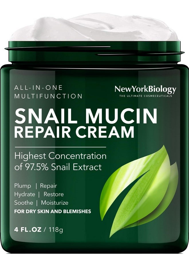 New York Biology 97.5% Korean Snail Mucin Moisturizer Face Cream 4 Fl Oz 100 G Face Moisturizer For Dry Skin Skin Care Moisturizing And Hydrating Facial Moisturizer