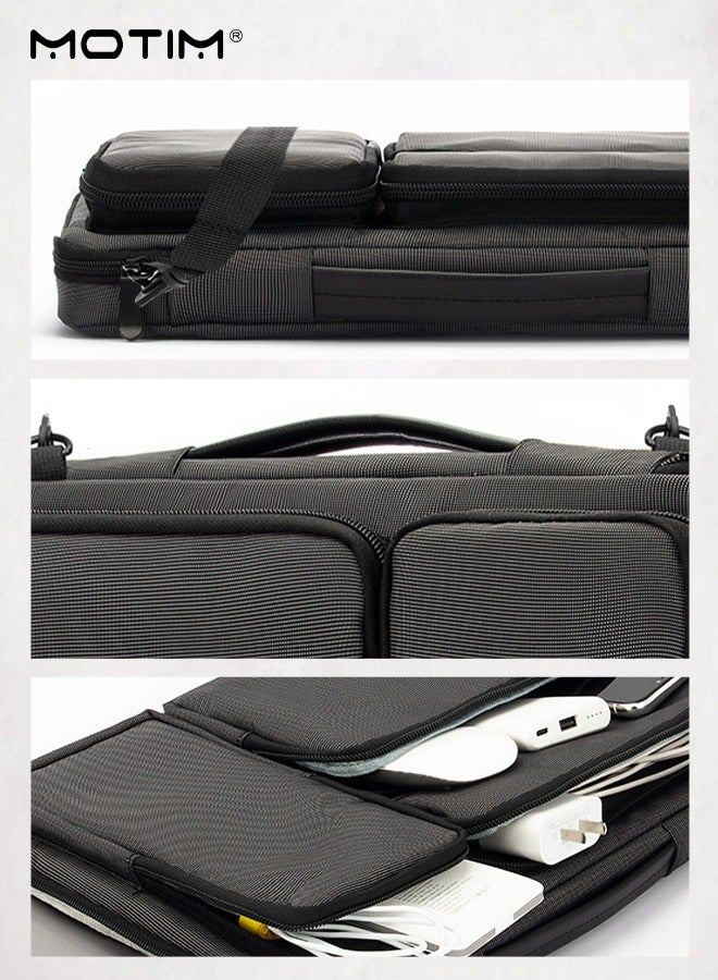 14 Inch Laptop Bag with Strap, Convertible Messenger Bag Shoulder Bag, Computer Bag Briefcase Handbag, Multi-Functional with 3 Small Outerside Pocket / Handle / Belt