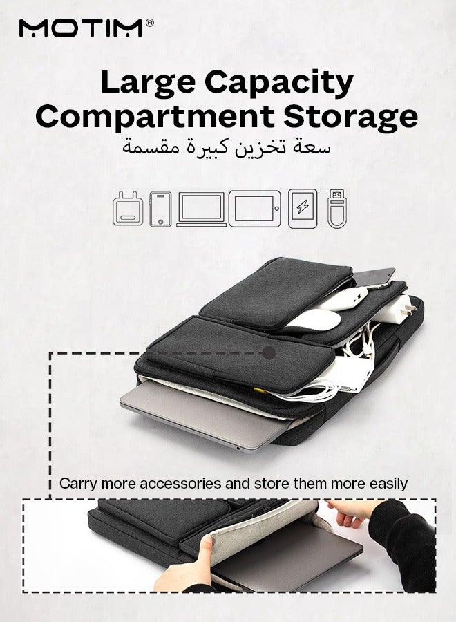 14 Inch Laptop Bag with Strap, Convertible Messenger Bag Shoulder Bag, Computer Bag Briefcase Handbag, Multi-Functional with 3 Small Outerside Pocket / Handle / Belt