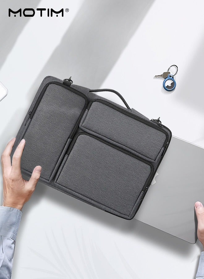 14 Inch Laptop Bag with Strap, Convertible Messenger Bag Shoulder Bag, Computer Bag Briefcase Handbag, Multi-Functional with 3 Small Outerside Pocket / Handle / Belt