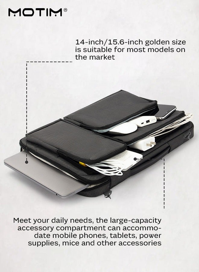 14 Inch Laptop Bag with Strap, Convertible Messenger Bag Shoulder Bag, Computer Bag Briefcase Handbag, Multi-Functional with 3 Small Outerside Pocket / Handle / Belt