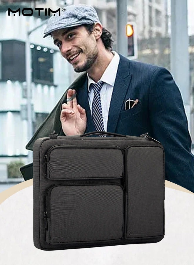 14 Inch Laptop Bag with Strap, Convertible Messenger Bag Shoulder Bag, Computer Bag Briefcase Handbag, Multi-Functional with 3 Small Outerside Pocket / Handle / Belt