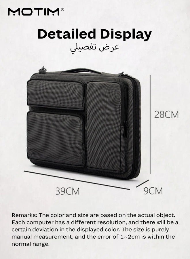 14 Inch Laptop Bag with Strap, Convertible Messenger Bag Shoulder Bag, Computer Bag Briefcase Handbag, Multi-Functional with 3 Small Outerside Pocket / Handle / Belt
