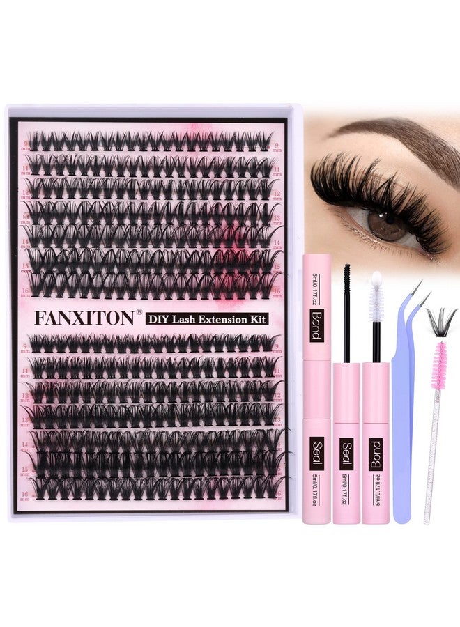 Diy Lash Extension Kit Volume Lash Clusters 40D+50D D Curl Individual Lashes Lash Clusters Kit Thick Eyelash Extension Kit 280Pcs Thin Band Cluster Lashes Lash Bond And Seal And Lash Tweezers