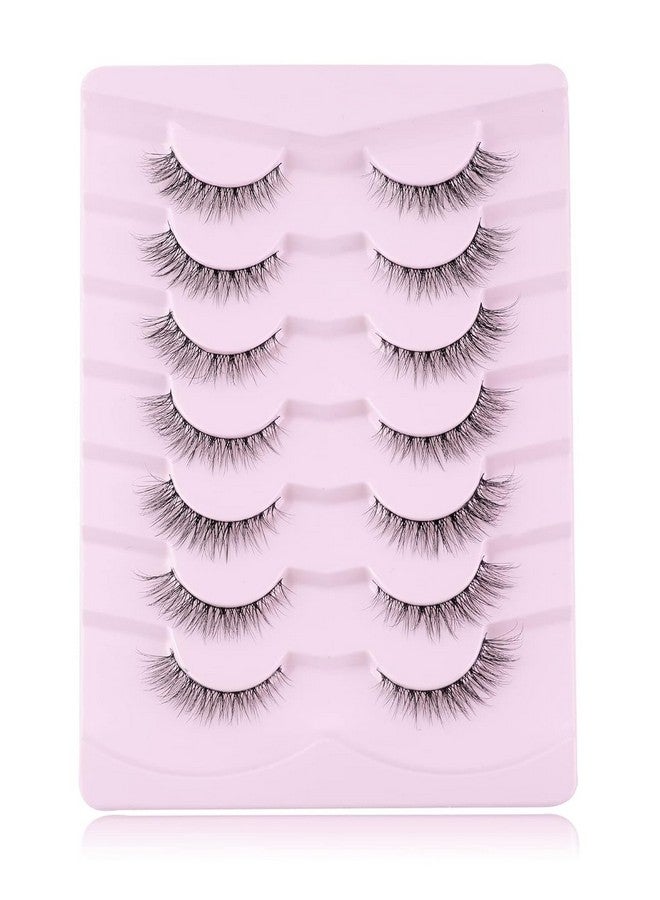 Natural Lashes Wispy Lashes Natural Look False Eyelashes Natural Flared Eyelashes False Eye Lashes Soft Fluffy Lashes 7 Pairs D1 Natural (613Mm)