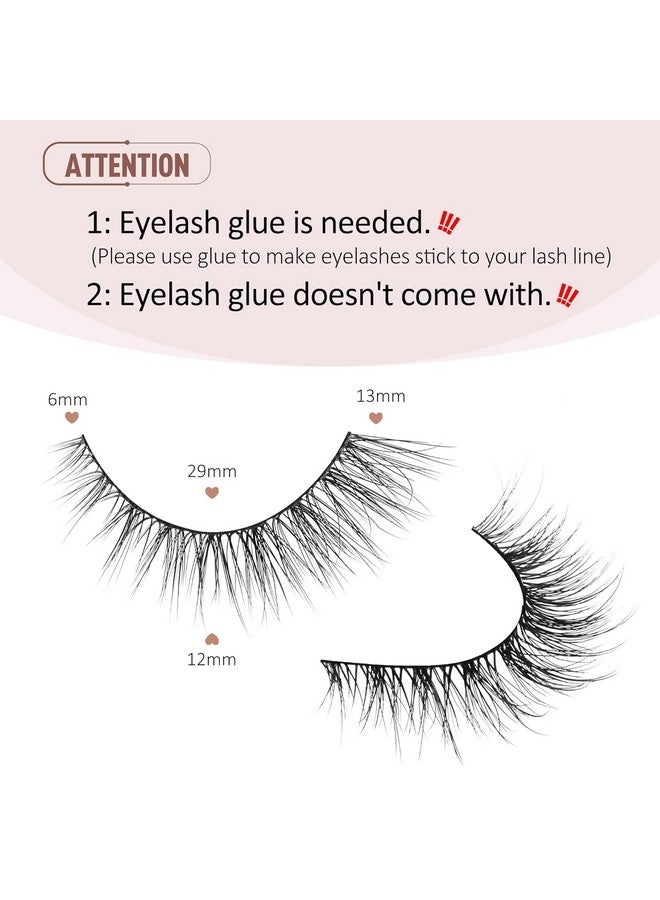 Natural Lashes Wispy Lashes Natural Look False Eyelashes Natural Flared Eyelashes False Eye Lashes Soft Fluffy Lashes 7 Pairs D1 Natural (613Mm)