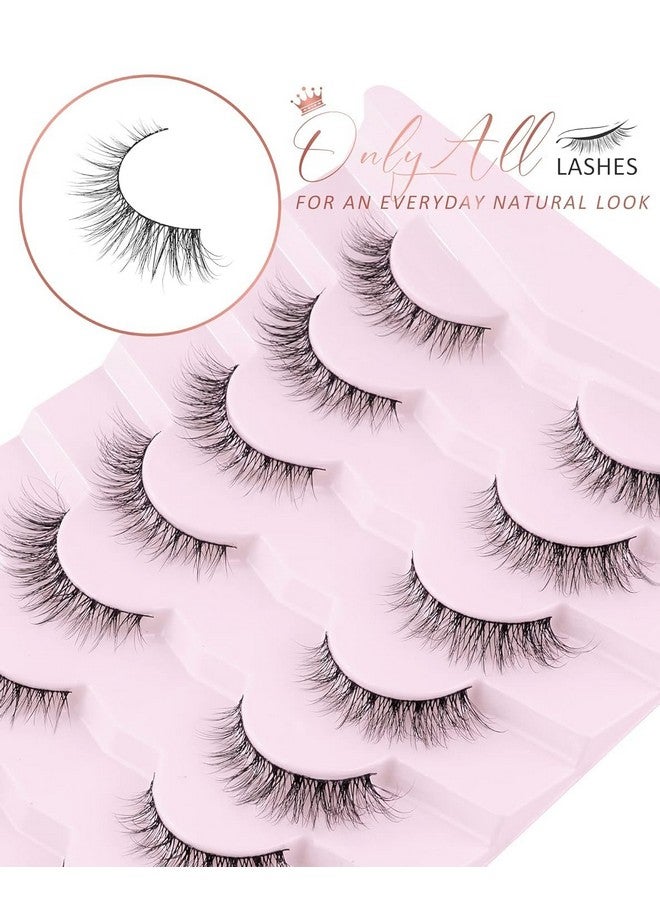 Natural Lashes Wispy Lashes Natural Look False Eyelashes Natural Flared Eyelashes False Eye Lashes Soft Fluffy Lashes 7 Pairs D1 Natural (613Mm)