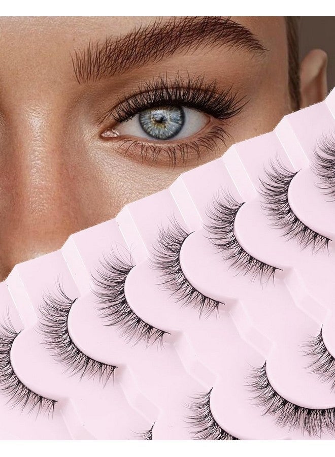 Natural Lashes Wispy Lashes Natural Look False Eyelashes Natural Flared Eyelashes False Eye Lashes Soft Fluffy Lashes 7 Pairs D1 Natural (613Mm)