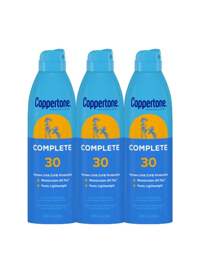 Complete Spf 30 Sunscreen Spray Lightweight Moisturizing Sunscreen Pack Water Resistant Spray Sunscreen Spf 30 5.5 Oz Spray Pack Of 3