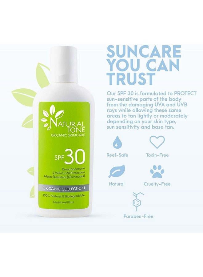 Spf30 Broad Spectrum Natural Sunscreen Soothing And Hydrating Mineral Sunscreen Vegan Parabenfree Sunblock Waterresistant Sunscreen For Face And Body 4Oz Natural Tone Organic Skincare