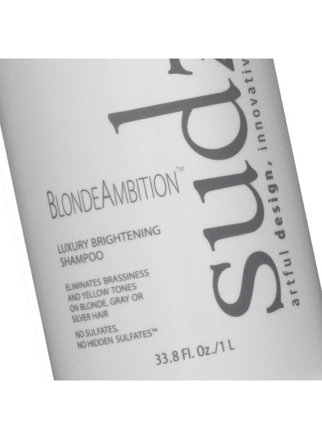 Blonde Ambition Luxury Brightening Shampoo Sulfate Free Shampoo For Blonde Hair Travel Size Shampoo Color Treated Shampoo For Men & Women Blue Shampoo For Gray Hair 33.8 Fl Oz