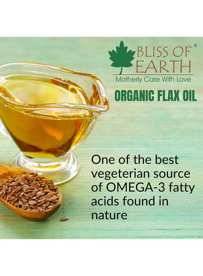 500Ml Certified Organic Flaxseed Oil For Eating & Hair Cold Pressed & Hexane Free