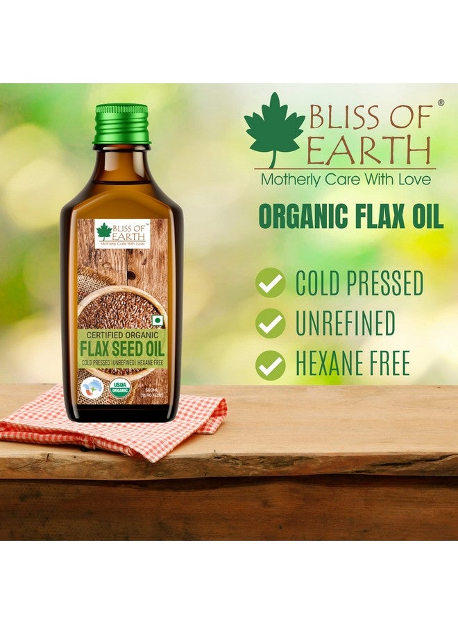 500Ml Certified Organic Flaxseed Oil For Eating & Hair Cold Pressed & Hexane Free