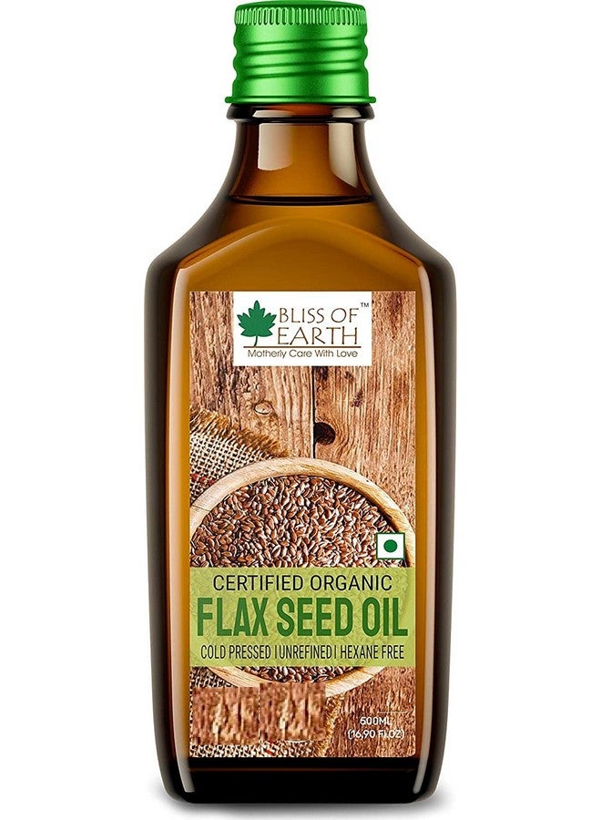 500Ml Certified Organic Flaxseed Oil For Eating & Hair Cold Pressed & Hexane Free