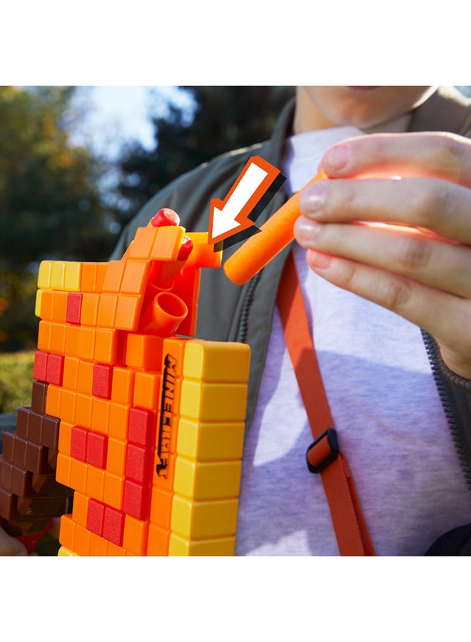 Nerf Minecraft Firebrand, Dart Blasting Axe, 6 Nerf Elite Foam Darts, Design Inspired by Minecraft Axe in the Game, Pull Down Priming, Minecraft Toys