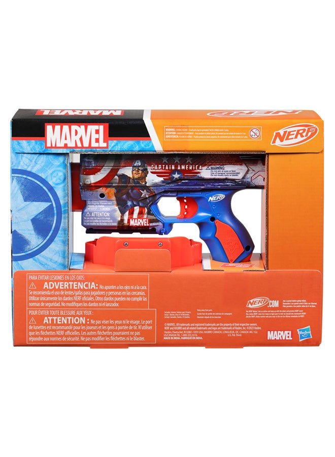 Nerf Marvel Captain America Dart Blaster, 10 Nerf Elite Darts, Holster, Toy Foam Blasters for 8 Year Old Boys & Girls & Up