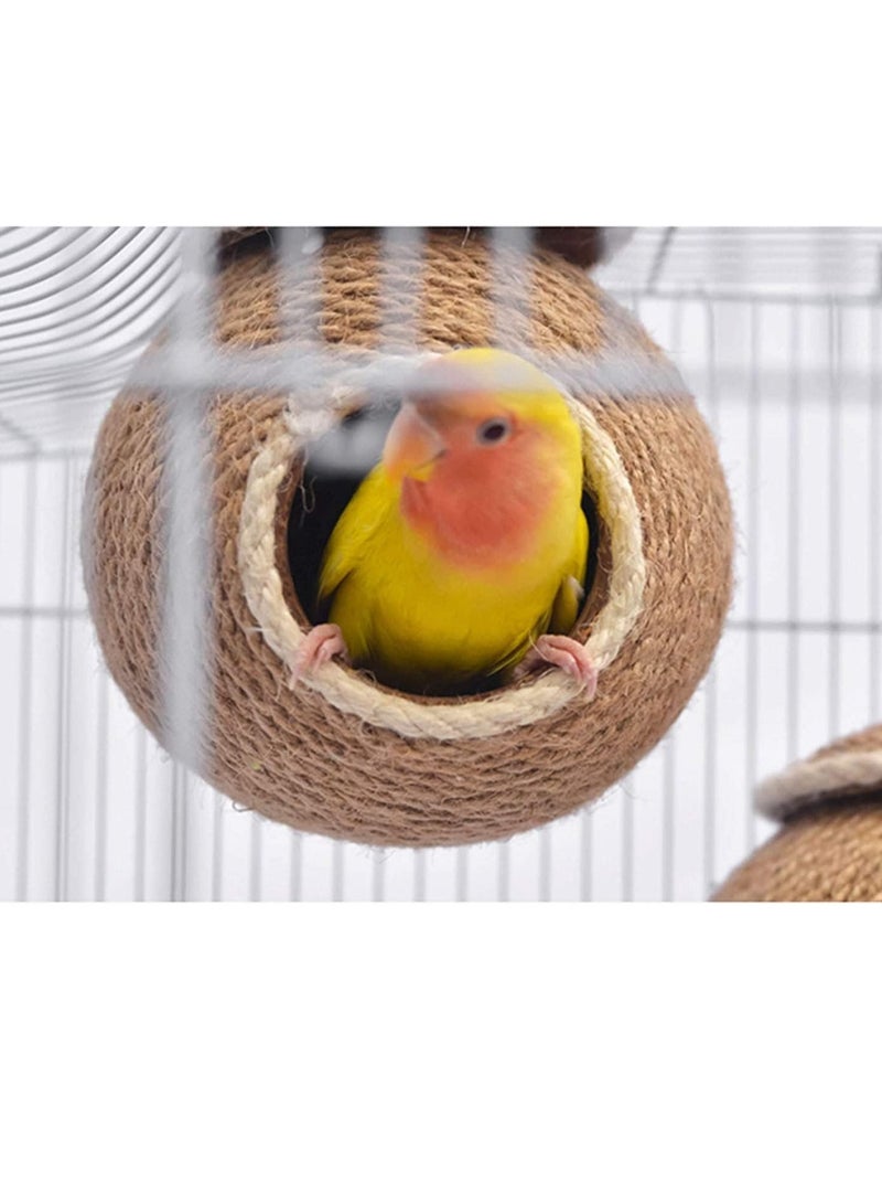 Straw Bird Nest Reusable Grass Woven Parakeet Breeding Cave Parrot Hatching House for Rabbit Bunny Dove Canary