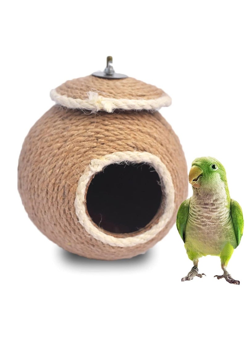 Straw Bird Nest Reusable Grass Woven Parakeet Breeding Cave Parrot Hatching House for Rabbit Bunny Dove Canary