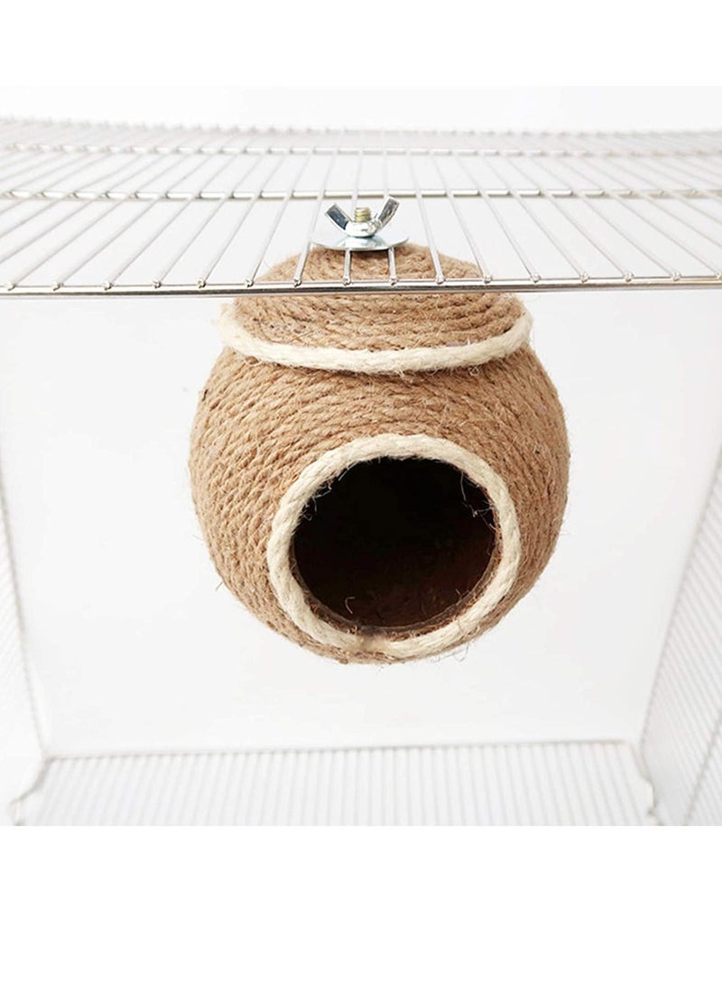 Straw Bird Nest Reusable Grass Woven Parakeet Breeding Cave Parrot Hatching House for Rabbit Bunny Dove Canary