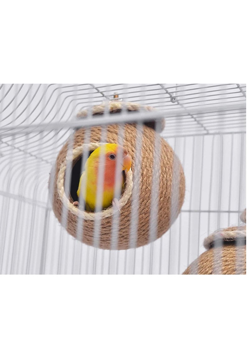 Straw Bird Nest Reusable Grass Woven Parakeet Breeding Cave Parrot Hatching House for Rabbit Bunny Dove Canary