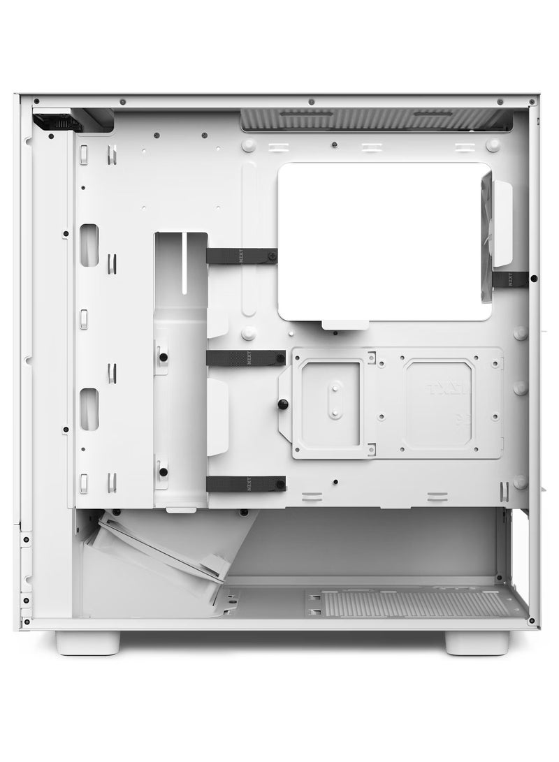 H5 Flow RGB Compact ATX Mid-Tower PC Gaming Case – High Airflow Perforated Front Panel Tempered Glass Side Cable Management 2 x F140 Core Fans 280mm Radiator Support White