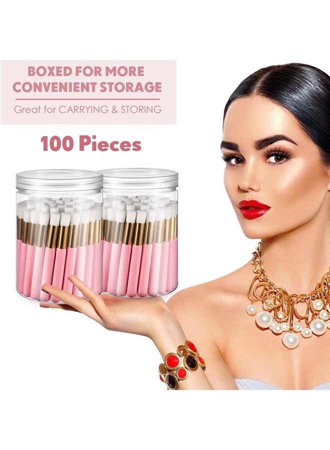 100 Pieces Lash Cleansing Bath Brushes With Container Eyelash Extension Cleanser Brushes Lash Cleaner Brush Lash Shampoo Brushes For Eyelash Extensions Prolong Lash Cleanser Supplies Pink
