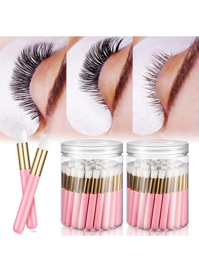 100 Pieces Lash Cleansing Bath Brushes With Container Eyelash Extension Cleanser Brushes Lash Cleaner Brush Lash Shampoo Brushes For Eyelash Extensions Prolong Lash Cleanser Supplies Pink
